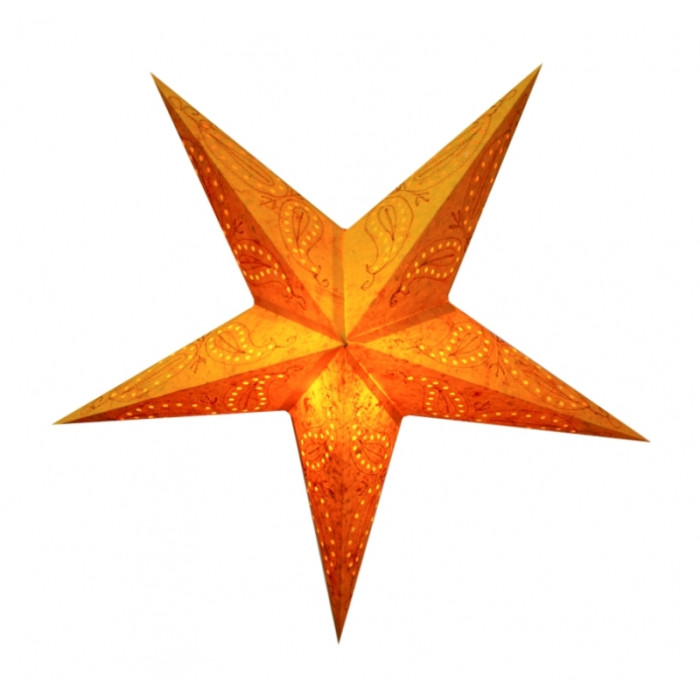 Абажур Зірка картонна 5 променів ORANGE PAISLEY EMBD.