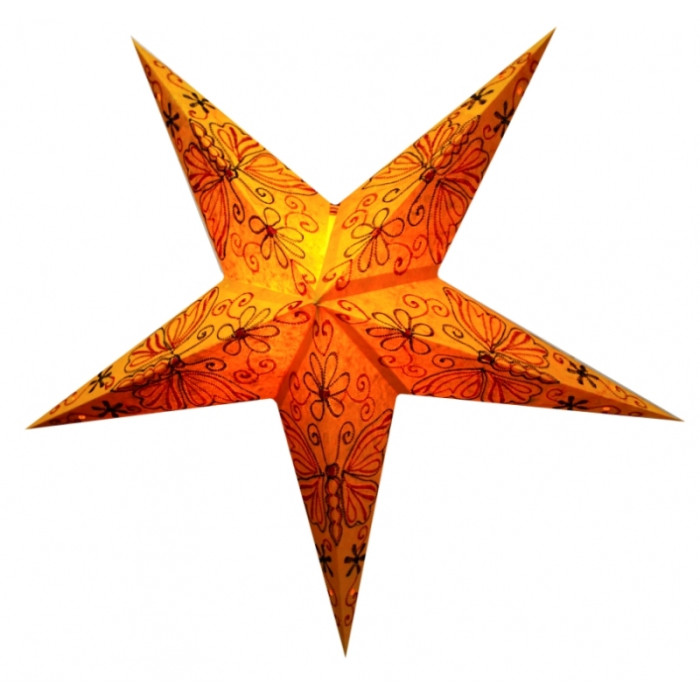 Lampshade Star cardboard 5 beams ORANGE BUTTERFLY EMBD.