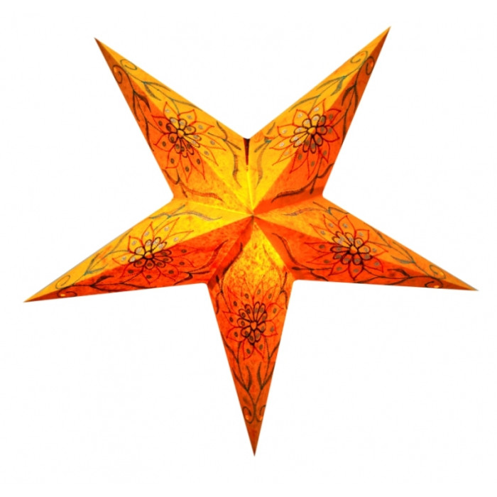 Абажур Зірка картонна 5 променів ORANGE FLOWER EMBD.