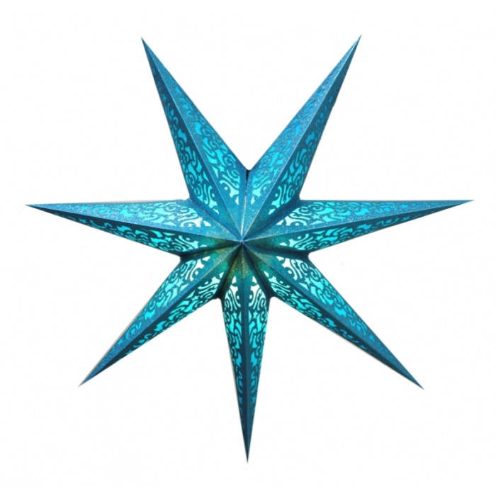 Lampshade Star cardboard 7 beams LASER FULL GLITTER Blue