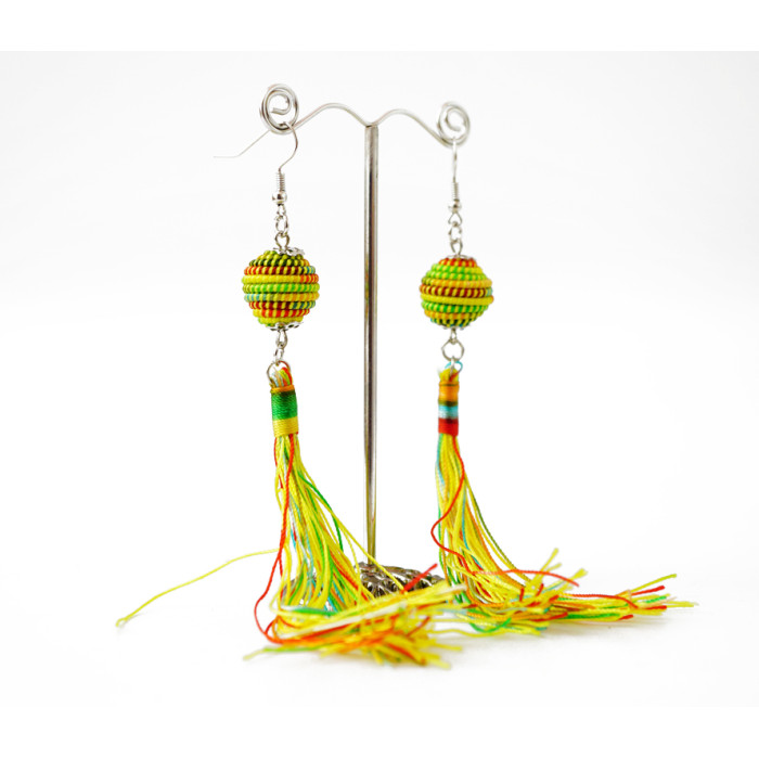 Braided earrings Double №1 Yellow