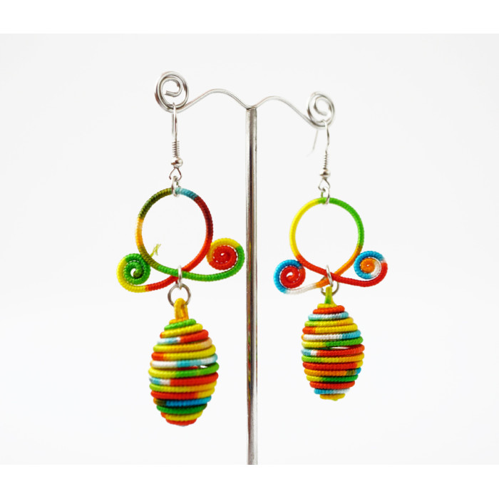 Braided earrings Double №2 Colored