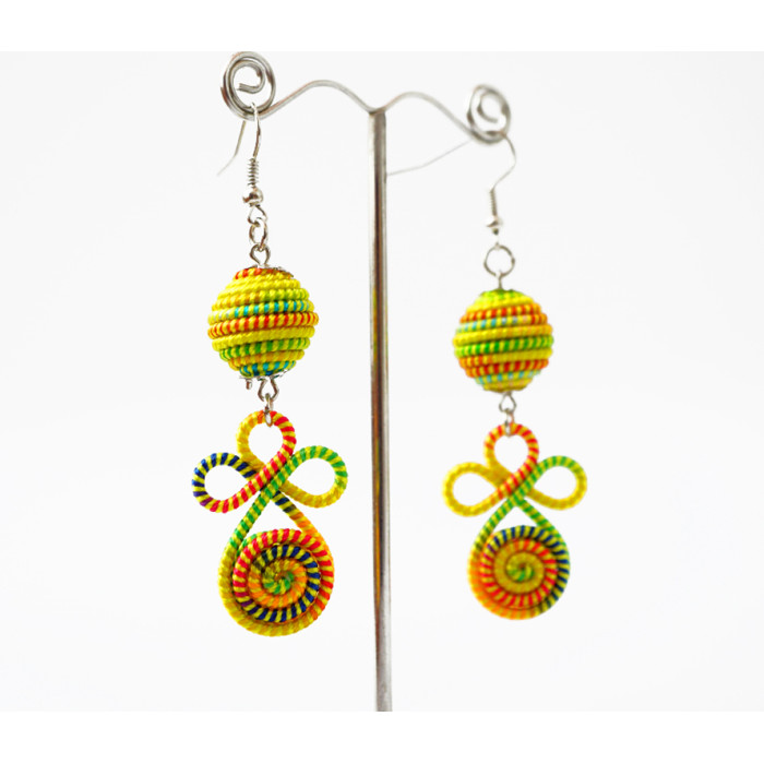 Braided earrings Double №3 Yellow