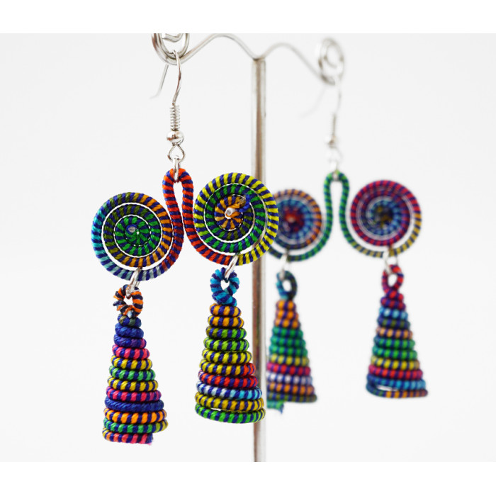 Braided earrings Double №4 Blue