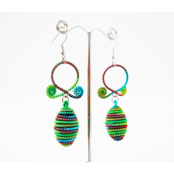 Braided earrings Double №2 Green