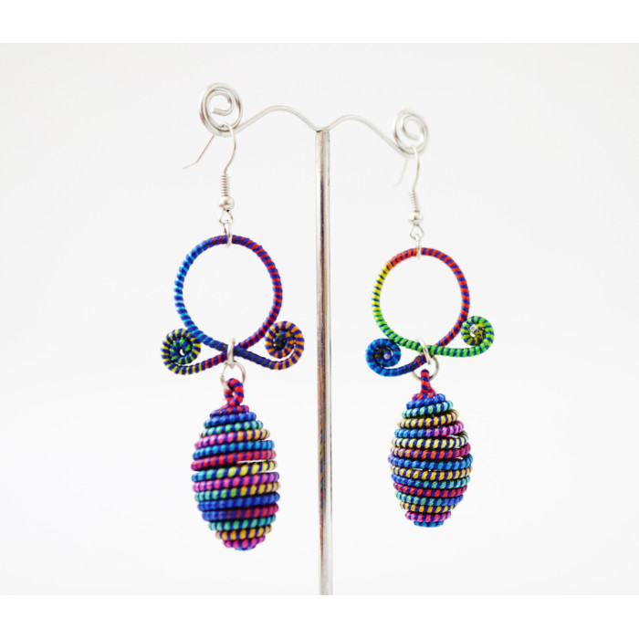 Braided earrings Double №2 Blue