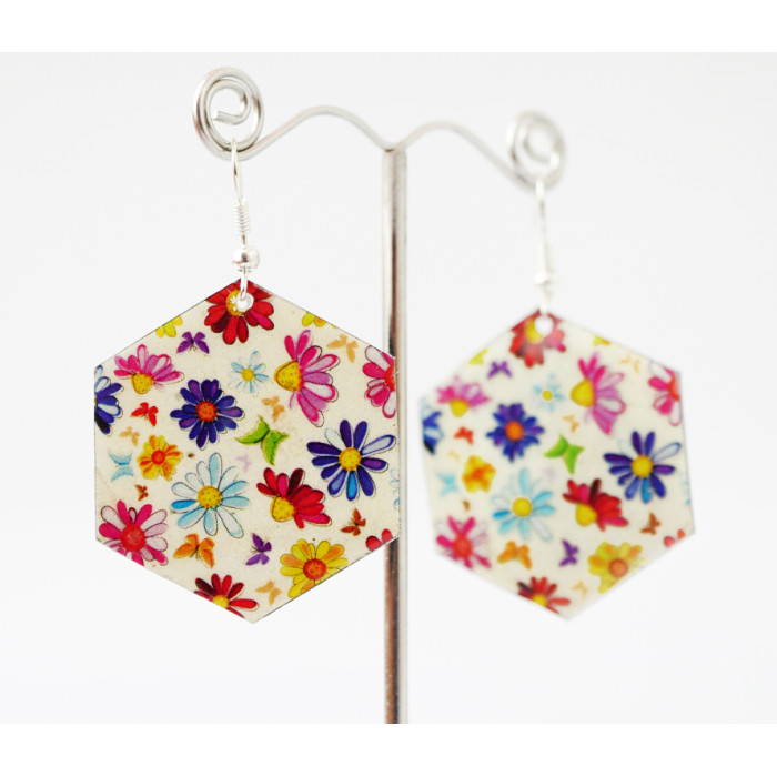 Earrings Hippie Pattern №4 Hexagon
