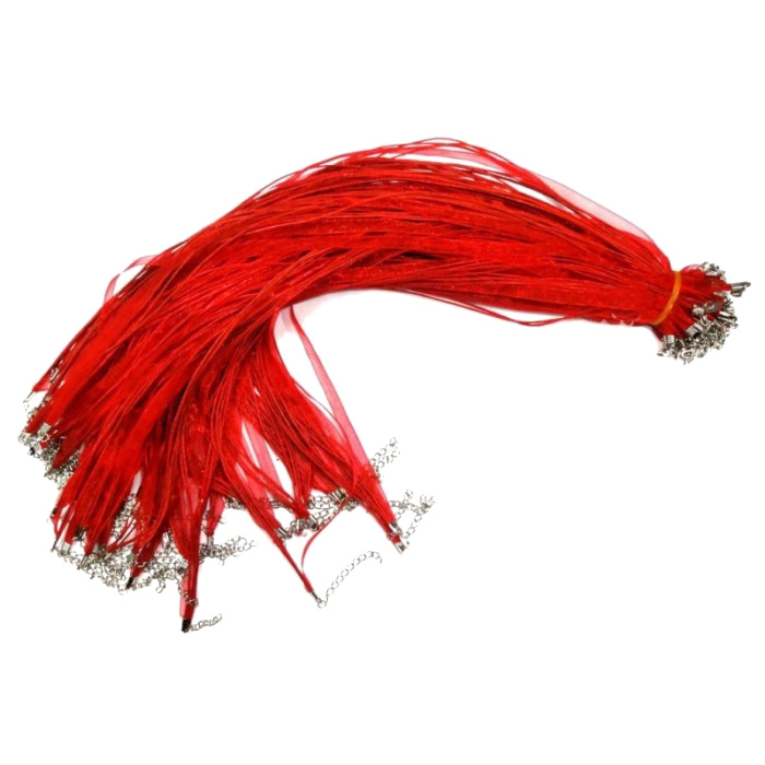 Cord Ribbon with clasp Red 10 pieces