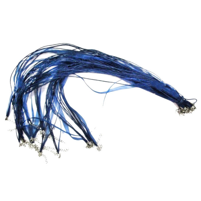 Cord Ribbon with clasp Blue 10 pieces