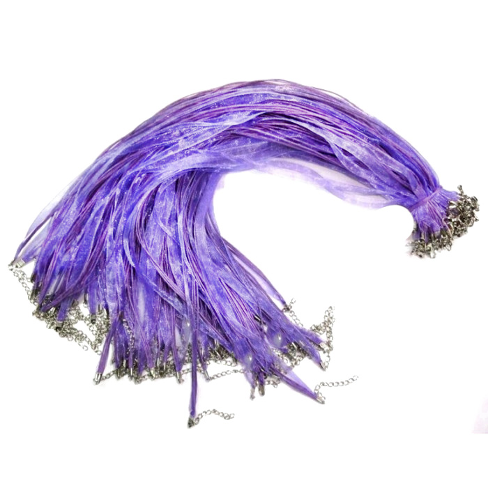 Cord Ribbon with clasp Lilac 10 pieces