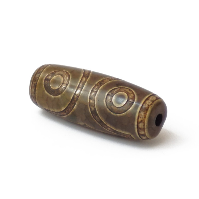 Green DZI 3 eyes bead