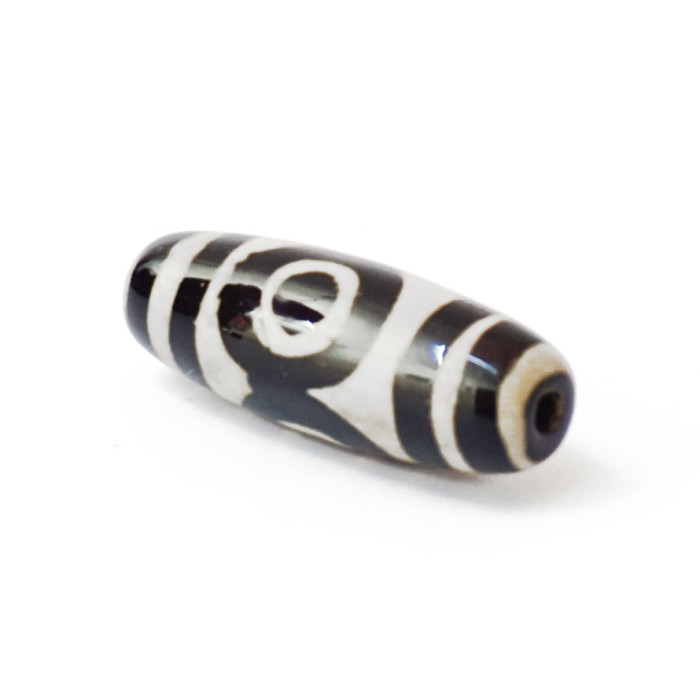 DZI bead 3 eyes black