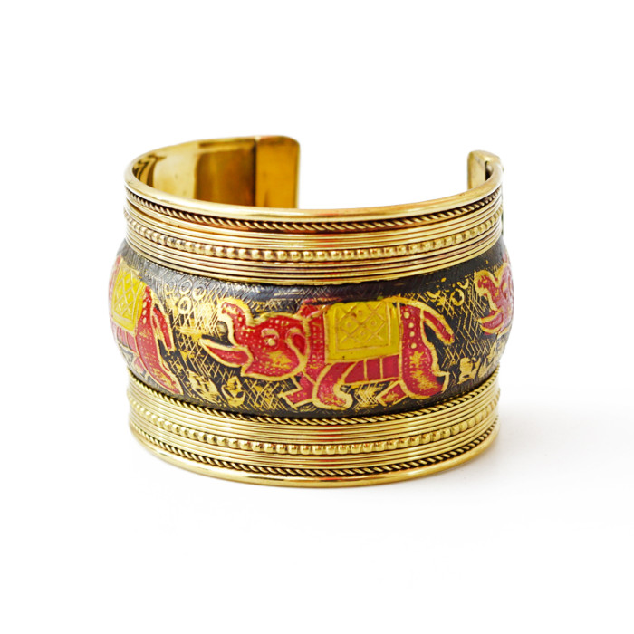 Bracelet Brace brass Red elephant