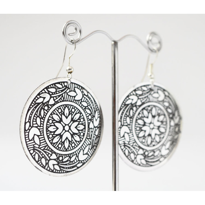 Earrings Circle small White metal