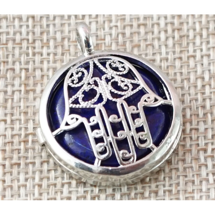 Pendant opening Hamsa insert Lapis Lazuli
