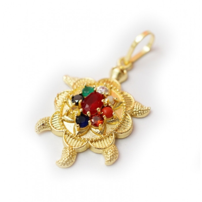 Metal pendant with stones Turtle
