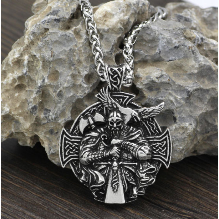 Pendant Perun with sword white metal