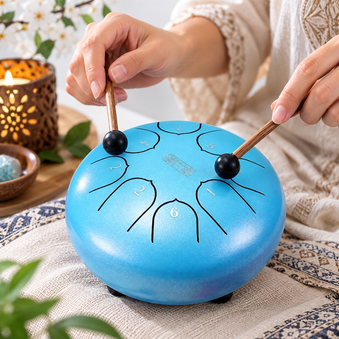 Глюкофон "Happy Drum" 8 нот колір Небесно-блакитний