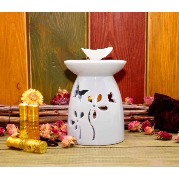 Aroma lamp ceramic Butterfly in flowers Blue No. 2