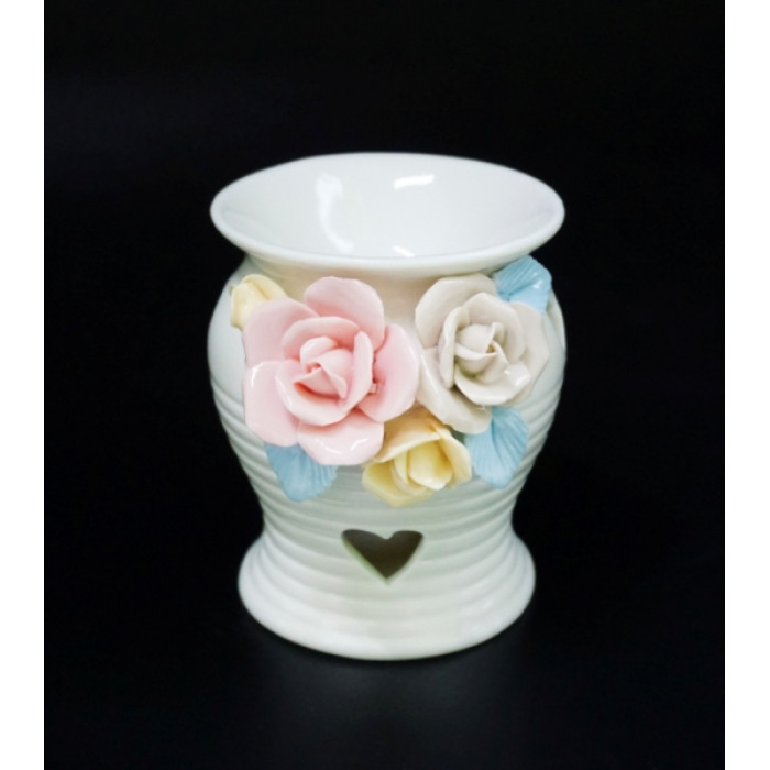 Aroma lamp ceramic with flowers №B