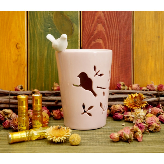 Aroma lamp ceramic Bird on the edge Pink