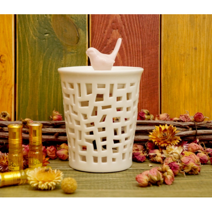 Aroma lamp ceramic Bird + squares №A