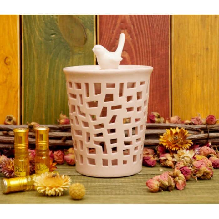Aroma lamp ceramic Bird + squares №B