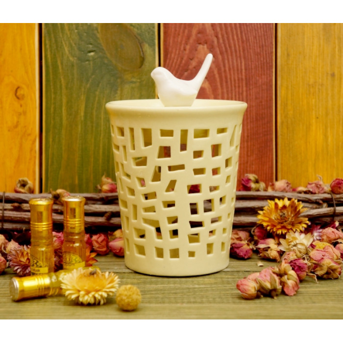 Aroma lamp ceramic Bird + squares №D