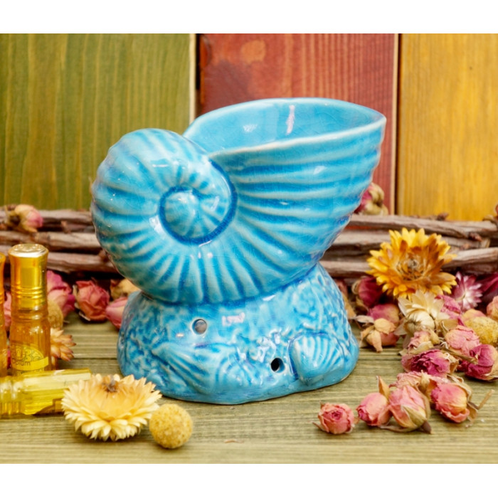 Aroma lamp ceramic Shell Blue