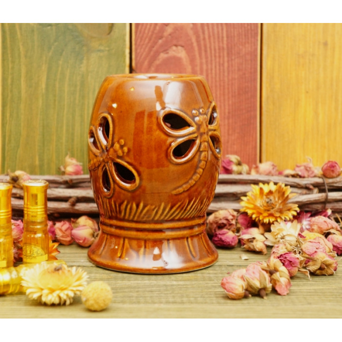 Aroma lamp ceramic Dragonflies Brown