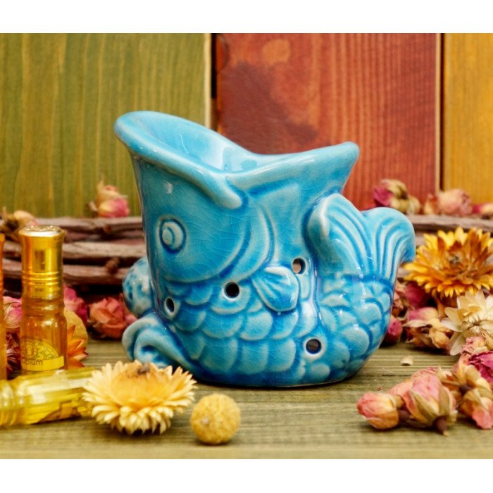 Aroma lamp ceramic Fish Indigo