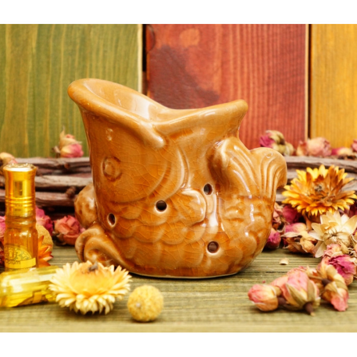 Aroma lamp ceramic Fish Brown