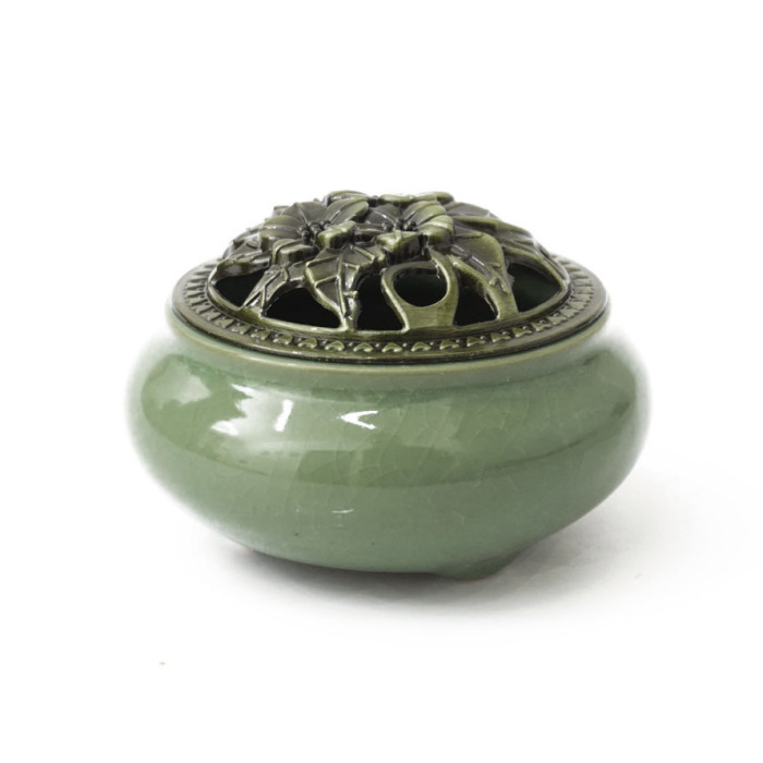 Incense burner Cracked ice Light green
