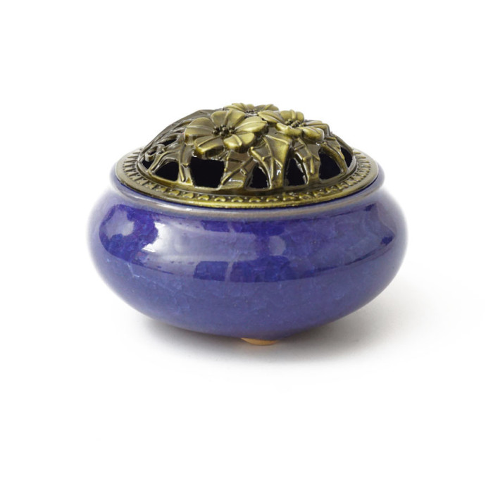 Incense Burner Cracked Ice Blue