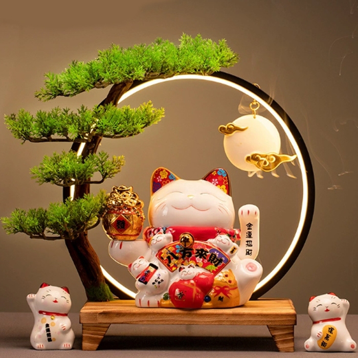 Stand Liquid Smoke Ceramic LED "Happy Cat"