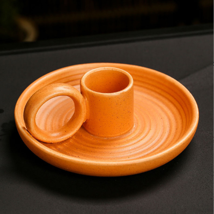 Palo Santo Ceramic Stand with Handle Orange