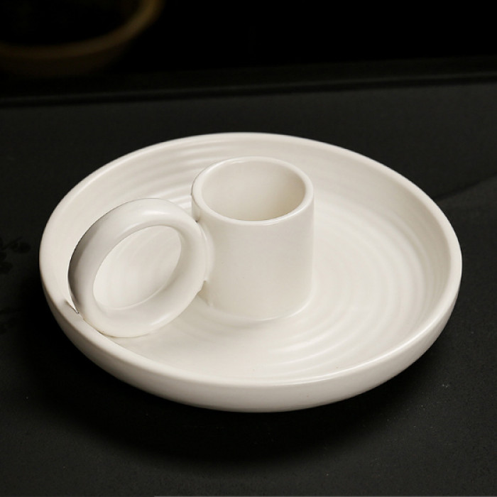 Palo Santo Ceramic Stand with Handle White