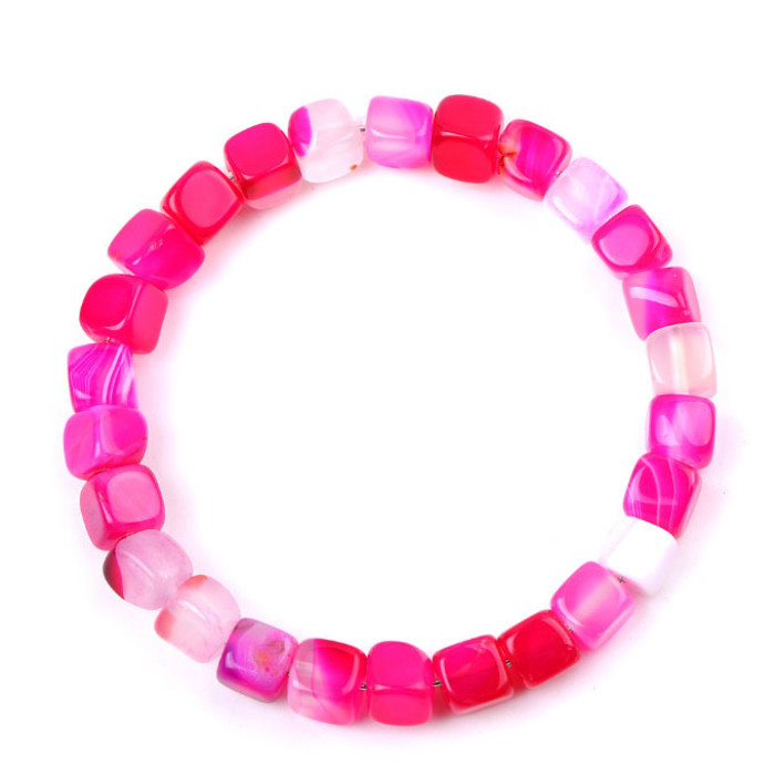 Bracelet Cubes Pink Fluorite