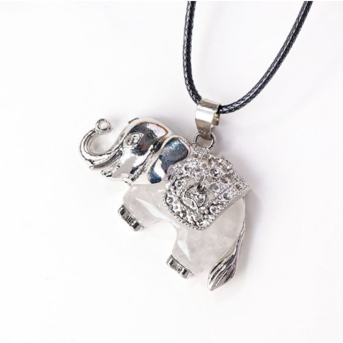Elephant pendant with rhinestone insert