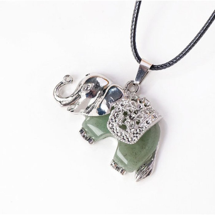 Elephant pendant insert Green aventurine