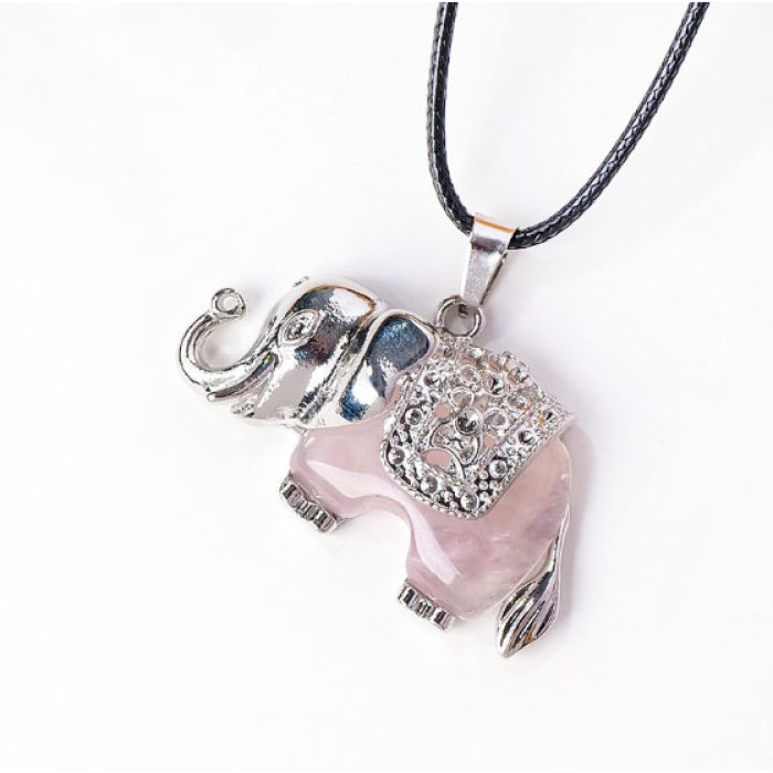 Elephant pendant insert Rose quartz