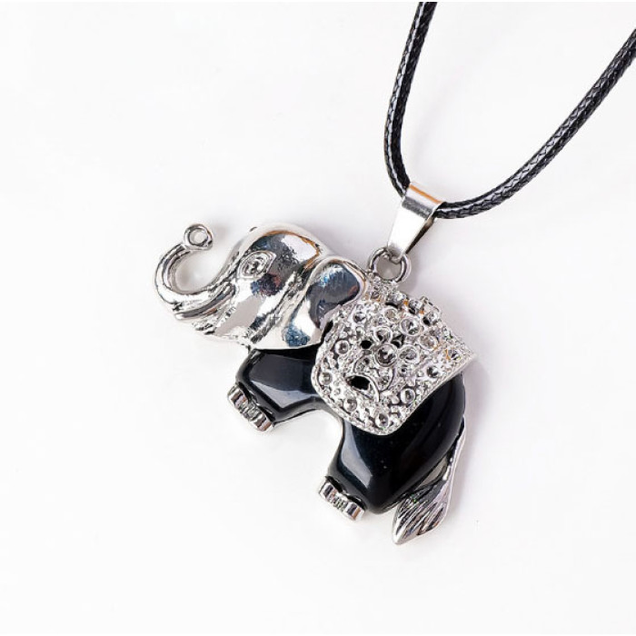 Elephant pendant Obsidian insert