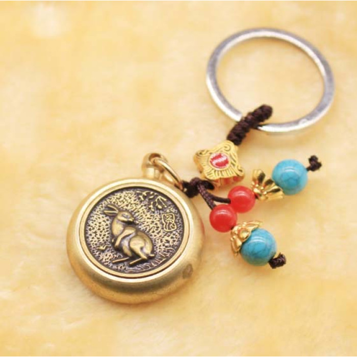 Feng Shui Rabbit Spinner Zodiac Keychain