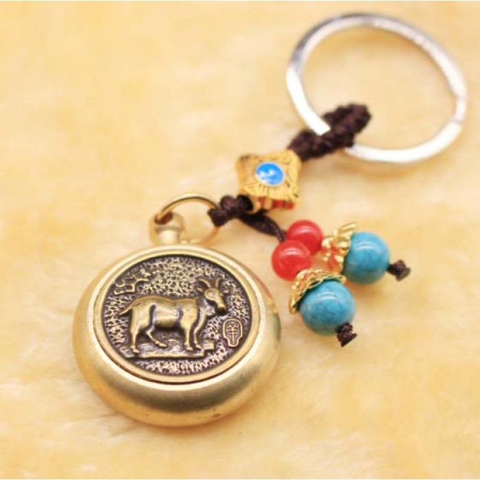 Feng Shui Goat Spinner Zodiac Keychain