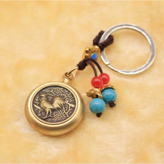 Feng Shui Rooster Spinner Zodiac Keychain