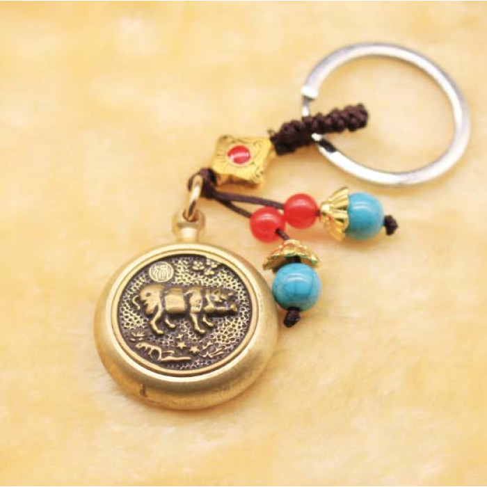 Feng Shui Pig Spinner Zodiac Keychain