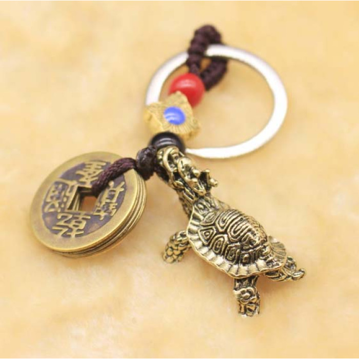Feng Shui Dragon Turtle Keychain + 5 Coins