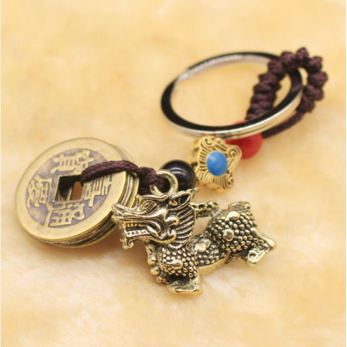 Feng Shui Qilin Keychain + 5 Coins