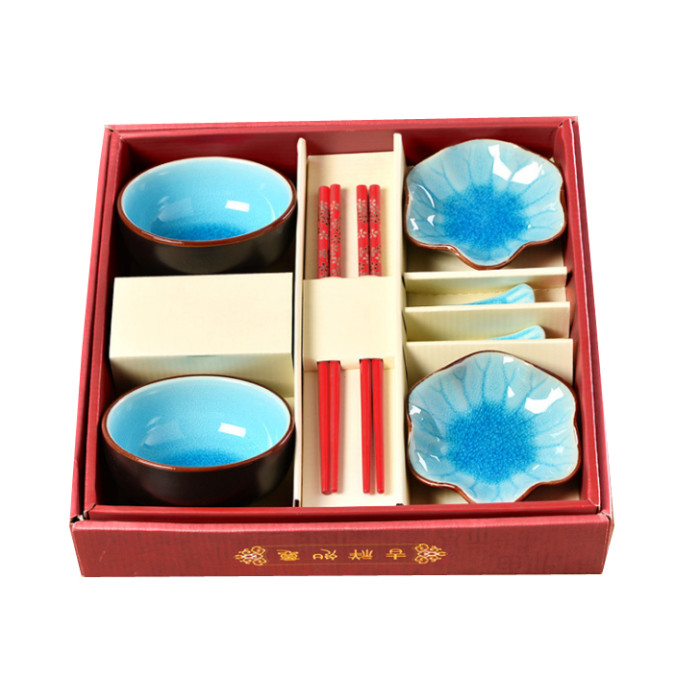 Set for sushi Cracked Ice 8 items Blue