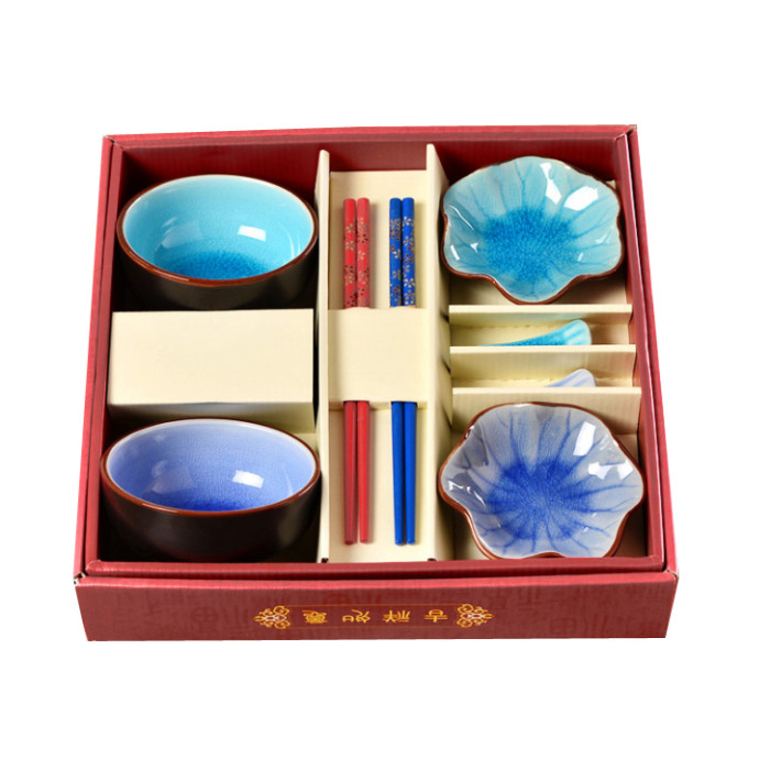 Sushi set Cracked Ice 8 items Two-color